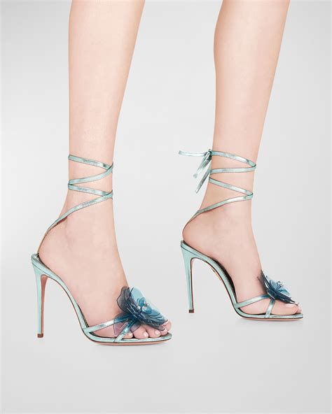 aquazzura moonlight metallic fabric block heel ankle-wrap pump|saks aquazzura sandals sale.